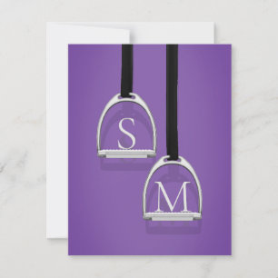 Monogrammed Stirrup Irons Purple Equestrian Card