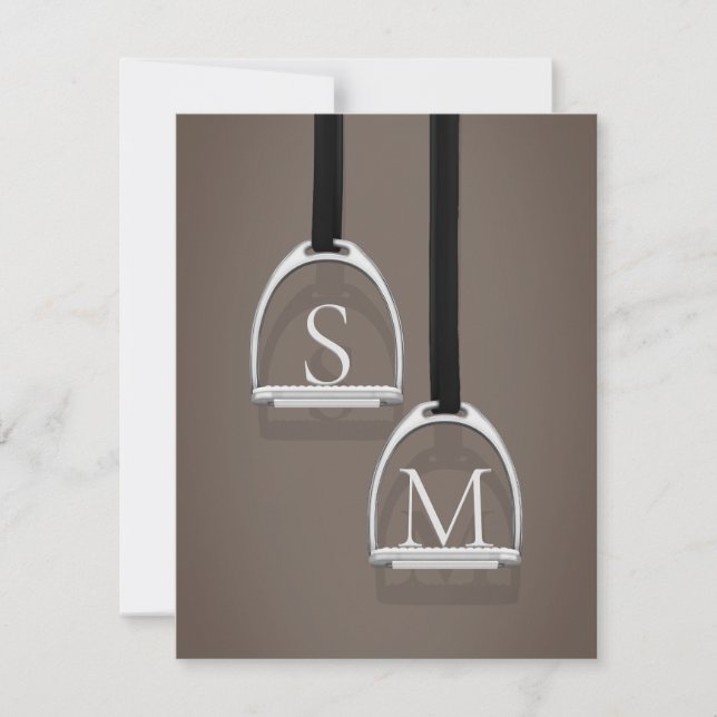 Monogrammed Stirrup Irons Sepia Brown Equestrian Card (Front)