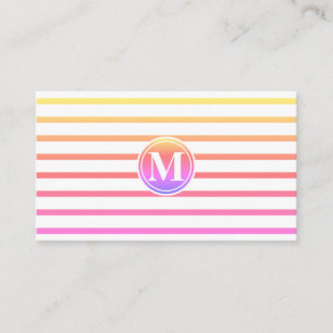 Monogrammed Stripes Pattern Summer Business Card