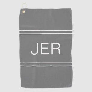 Monogrammed Stylish Golfer Elegant Modern Grey Golf Towel