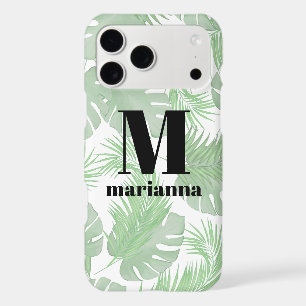 Monogrammed Stylish Initial Trendy Palm Leaves
