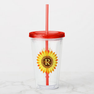 Monogrammed Sunflower Acrylic Tumbler