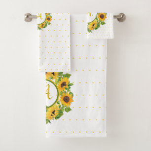 Monogrammed Sunflower Bath Towel Set