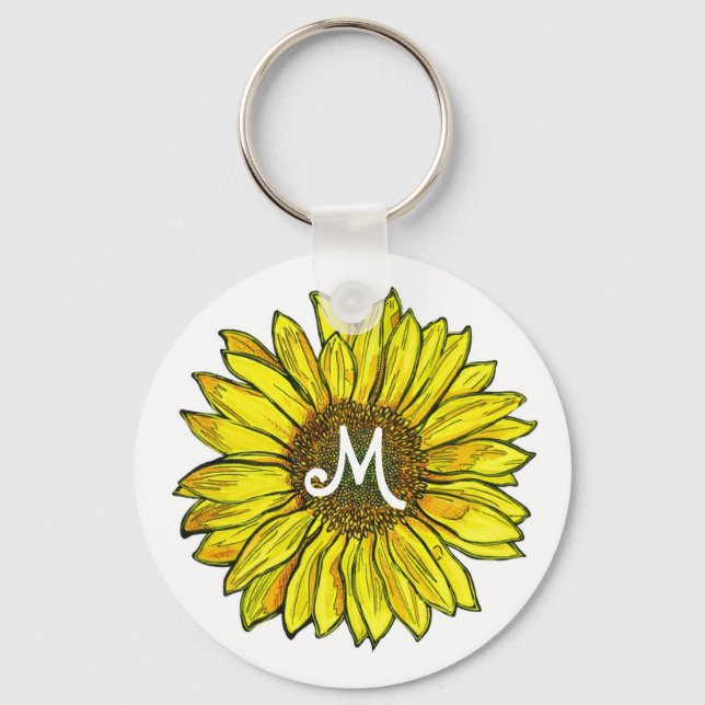 Monogrammed Sunflower Keychain (Front)