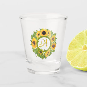 Monogrammed Sunflower Shot Glass