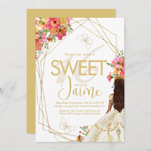Monogrammed Sweet 16  Florals Garden Girl Invitation