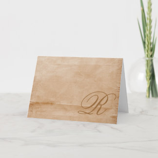 Monogrammed-tan Note Card