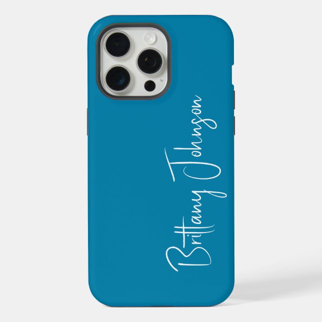Monogrammed Teal iPhone Case (Back)
