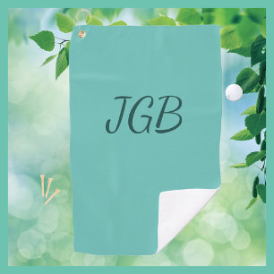 Monogrammed Teal or Choose Colour Background Golf Towel