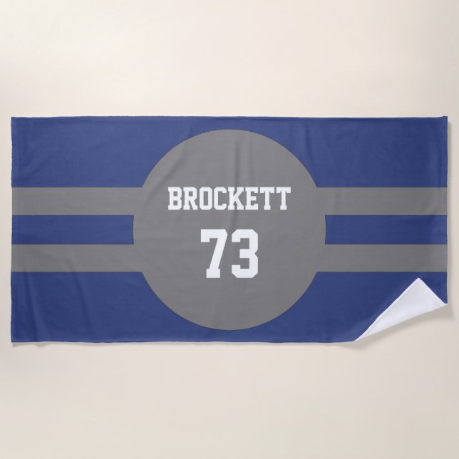 Monogrammed Team Player Water Sports Beach Towel (Front)