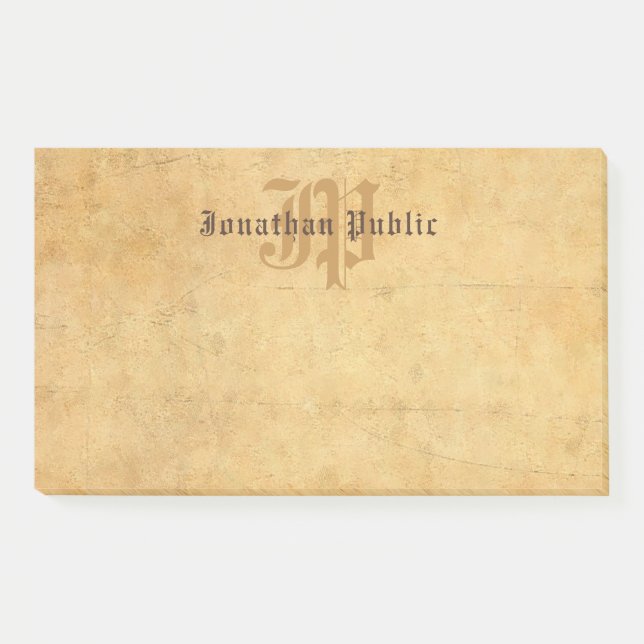 Monogrammed Template Elegant Vintage Calligraphy Post-it Notes (Front)