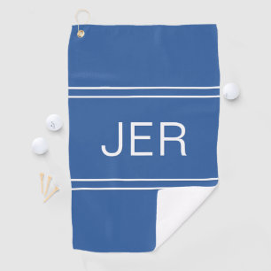 Monogrammed Template Stylish Golfer Modern Blue Golf Towel