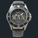 Monogrammed Thank You Gifts For Best Man Groomsmen Watch<br><div class="desc">Add initials and commemorative wedding text to this stylish bestman,  father of the bride or groom,  groomsman watch. A perfect timely ('scuse the pun!) wedding bridal party groomsmen party keepsake gift. Thank your best man for all his help and support.</div>