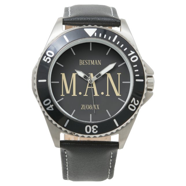 Monogrammed Thank You Gifts For Best Man Groomsmen Watch (Front)