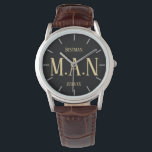 Monogrammed Thank You Gifts For Best Man Groomsmen Watch<br><div class="desc">Add initials and commemorative wedding text to this stylish bestman,  father of the bride or groom,  groomsman watch. A perfect timely ('scuse the pun!) wedding bridal party groomsmen party keepsake gift. Thank your best man for all his help and support.</div>