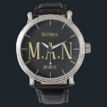 Monogrammed Thank You Gifts For Best Man Groomsmen Watch<br><div class="desc">Add initials and commemorative wedding text to this stylish bestman,  father of the bride or groom,  groomsman watch. A perfect timely ('scuse the pun!) wedding bridal party groomsmen party keepsake gift. Thank your best man for all his help and support.</div>