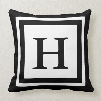 Monogrammed Throw Pillow - Black & White