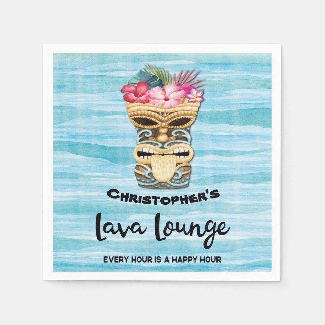 Monogrammed Tiki Bar Party Napkin (Front)