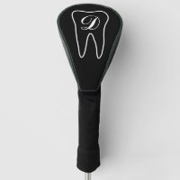Monogrammed tooth golf driver cover for dentist