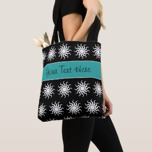 Monogrammed Tote Bags for Women - Black and Teal