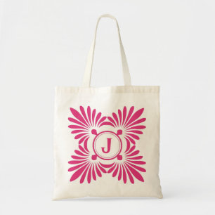 Monogrammed Tote Bags:Pink Floral Pattern Bag