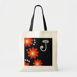Monogrammed tote bags::Red Flowers Bag