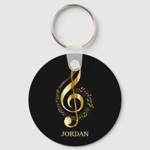 Monogrammed Treble Clef Keychain