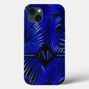 Monogrammed Tropical Blue Palm iPhone 13 Case