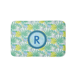 Monogrammed Tropical Design Bath Mat