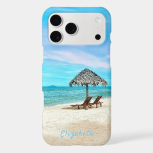 Monogrammed Tropical Ocean Beach Landscape