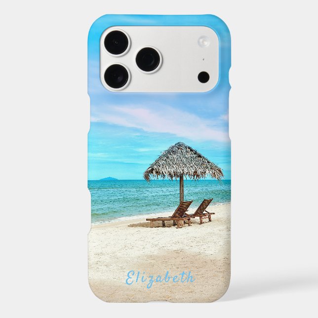 Monogrammed Tropical Ocean Beach Landscape (Back)