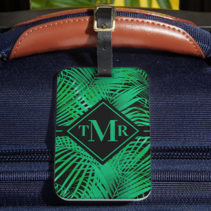 Monogrammed Tropical Palm  Luggage Tag