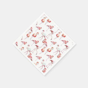 Monogrammed Tropical Pink Flamingo Watercolor Napkin