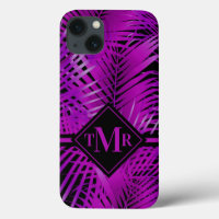 Monogrammed Tropical Purple Palm