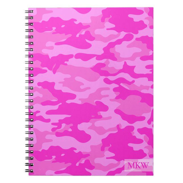 Monogrammed TS Pink Camouflage Notebook (Front)