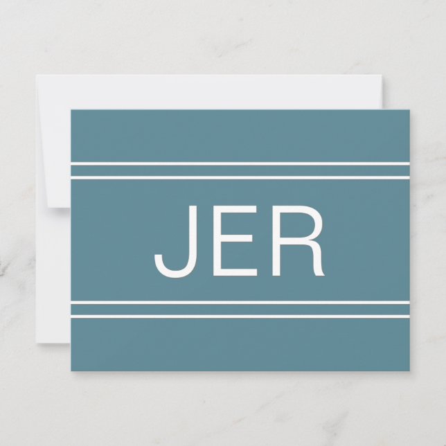 Monogrammed Turquoise Personalized Name Initial Card (Front)