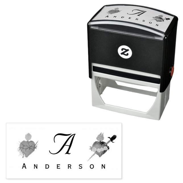 Monogrammed Two Hearts Catholic Wedding Self-inking Stamp (In Situ)