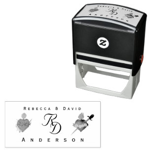 Monogrammed Two Hearts Catholic Wedding Self-inking Stamp