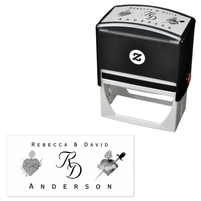 Monogrammed Two Hearts Catholic Wedding Self-inking Stamp (In Situ)