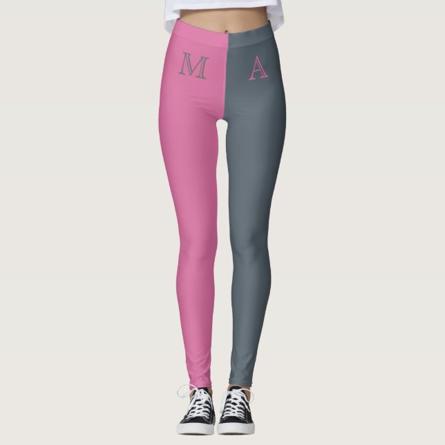 Monogrammed Two Tone Personalized Leggings (Front)