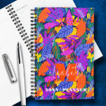 Monogrammed Vibrant Leaf Pattern Planner<br><div class="desc">This personalized planner features your monogram and first name in chic lettering on a background of vibrant leaves in cool colours. Ideal for yourself or a great gift for any occasion.</div>