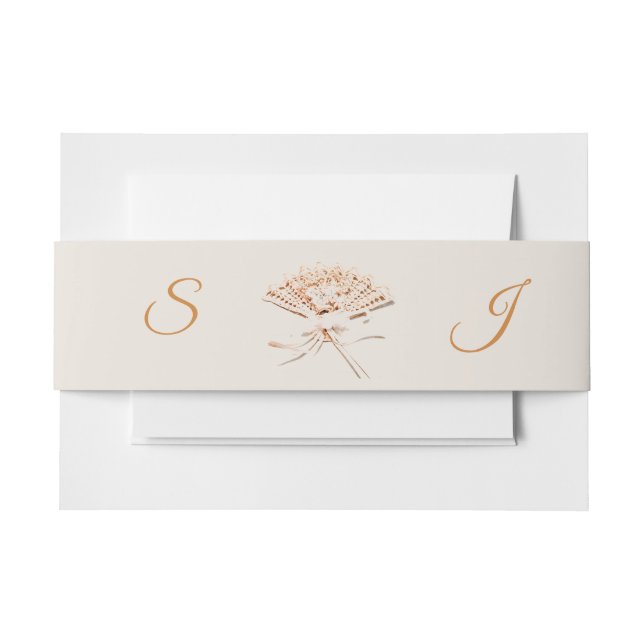 Monogrammed Victorian Fan Themed Invitation Belly Band (Front Example)