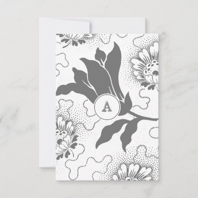 Monogrammed Vintage Grey Floral | Thank You (Front)