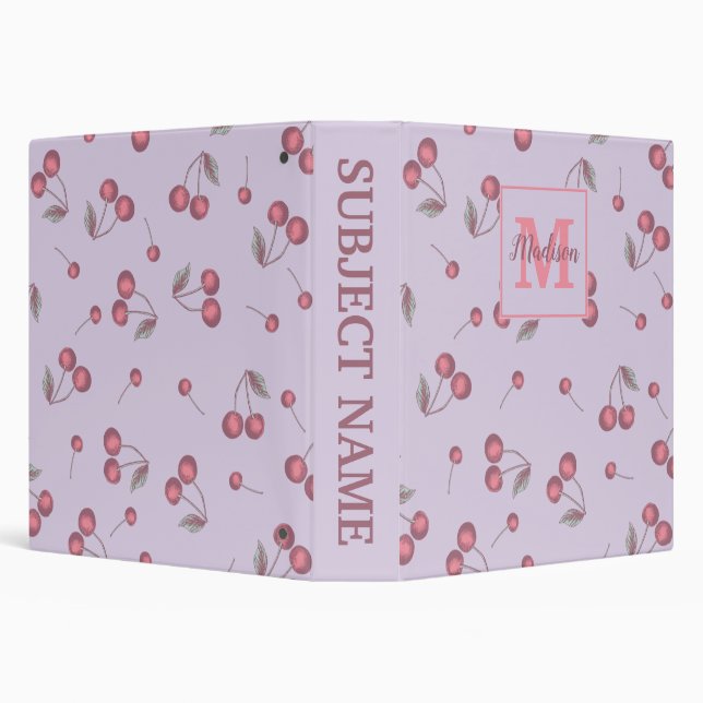 Monogrammed Vintage Lavender Pastel Cherry Pattern Binder (Background)