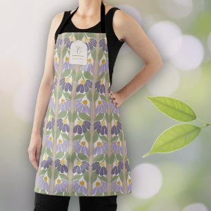 Monogrammed Vintage Purple Floral Apron