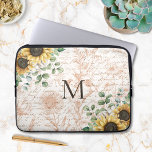 Monogrammed Vintage Rustic Sunflower Decoupage Laptop Sleeve<br><div class="desc">Add vintage charm to your laptop with our Monogrammed Rustic Sunflower Laptop Sleeve! Personalize it with your initial for a unique touch.</div>