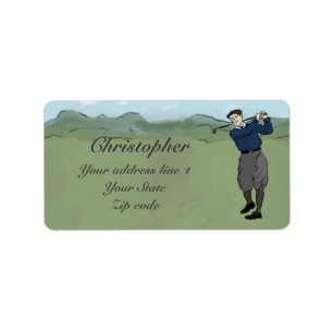 Monogrammed Vintage Style golf art Label