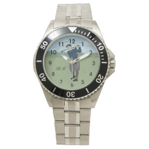 Monogrammed Vintage Style golf art Watch