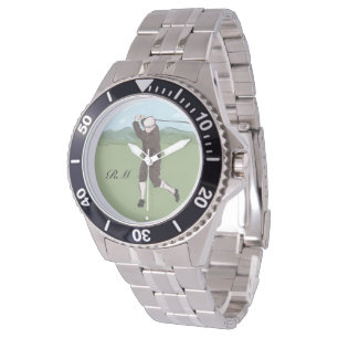 Monogrammed Vintage Style golf art Watch