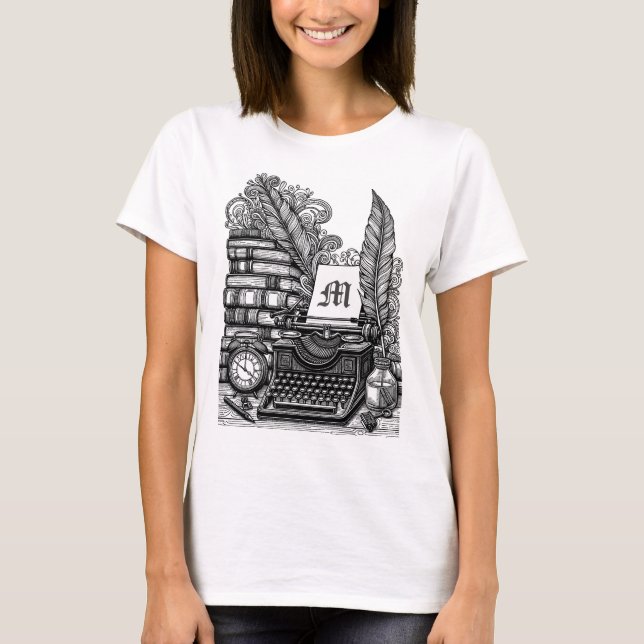 Monogrammed Vintage Writer's Theme Colour Me T-Shirt (Front)